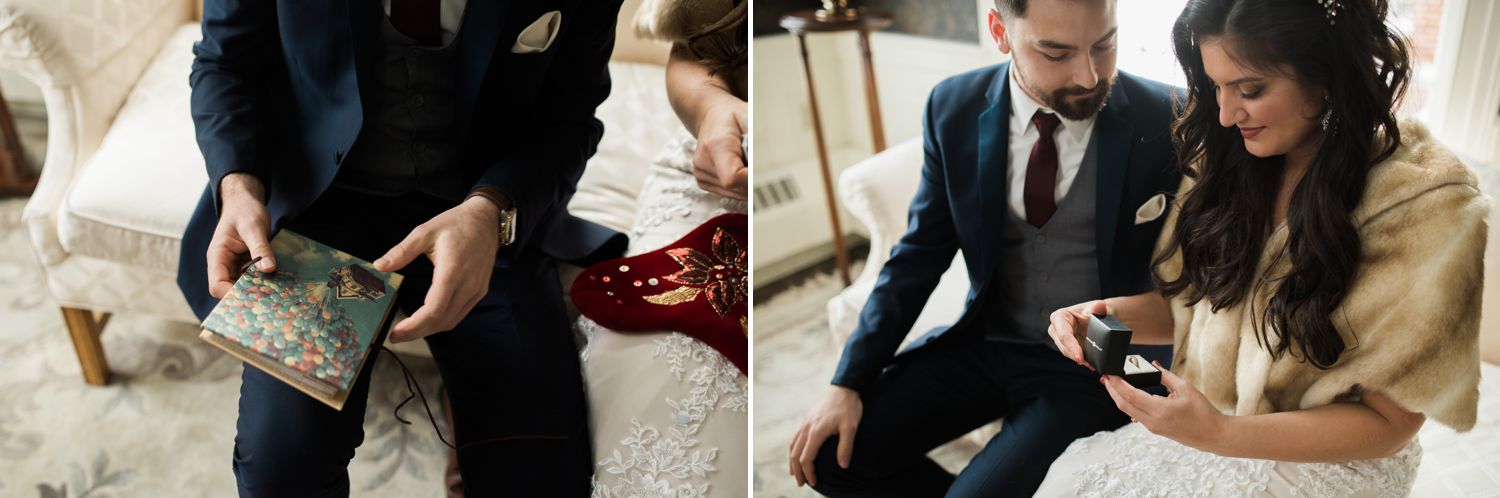 She made him a journal and filled it with memories. He gave her a ring from his grandmother. The whole exchange was wonderful, you can really tell these two love each other.