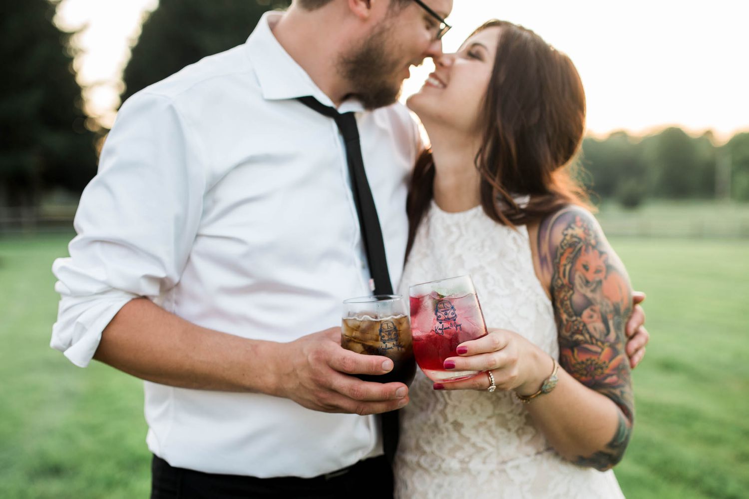  I love that Kay and Jay had “His &amp; Hers” signature cocktails. Each guest also got to take home of these adorable glasses. (Linked the source above) 